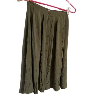 ASOS Button-Front Olive Green Boho Western Midi Skirt Size: US 4